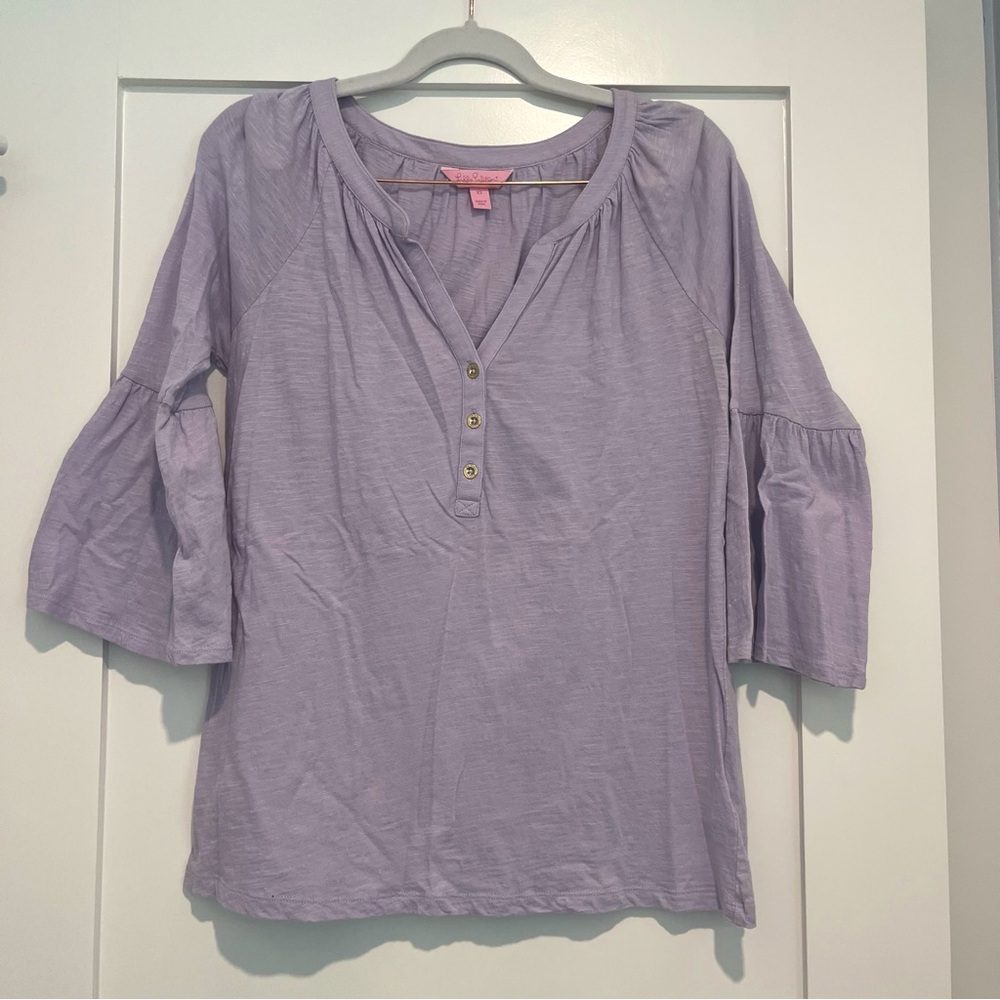 Lilly Pulitzer 3/4 Length Sleeve Lavender Cotton Top